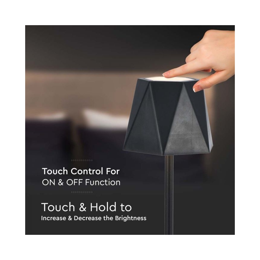 LED Dimbart uppladdningsbar touchbordslampa LED/4W/5V 3000-6000K 1800 mAh svart