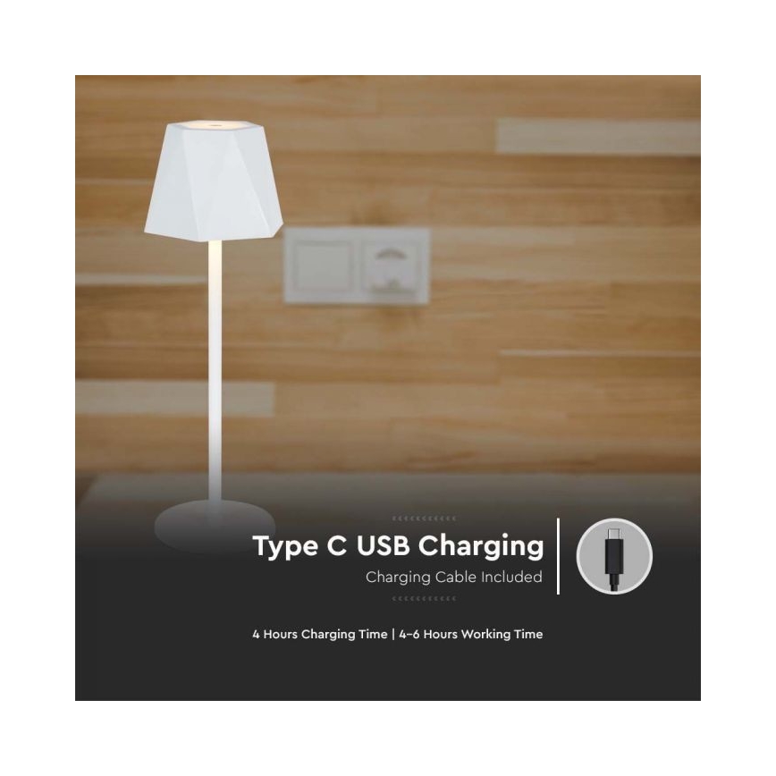 LED Dimbart uppladdningsbart touchbordslampa LED/4W/5V 3000-6000K 1800 mAh vit