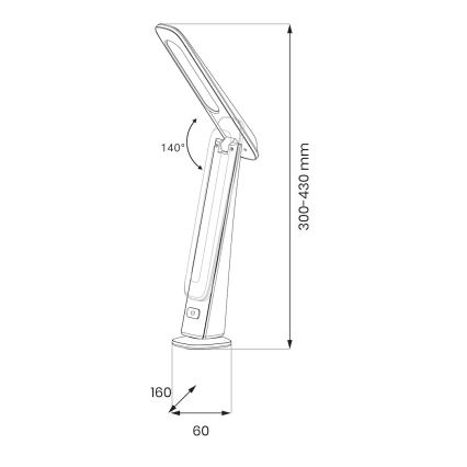 LED dimbar uppladdningsbar skrivbordslampa TOP LED/4W/5V 1800 mAh 3000/4000/5000K brun/svart