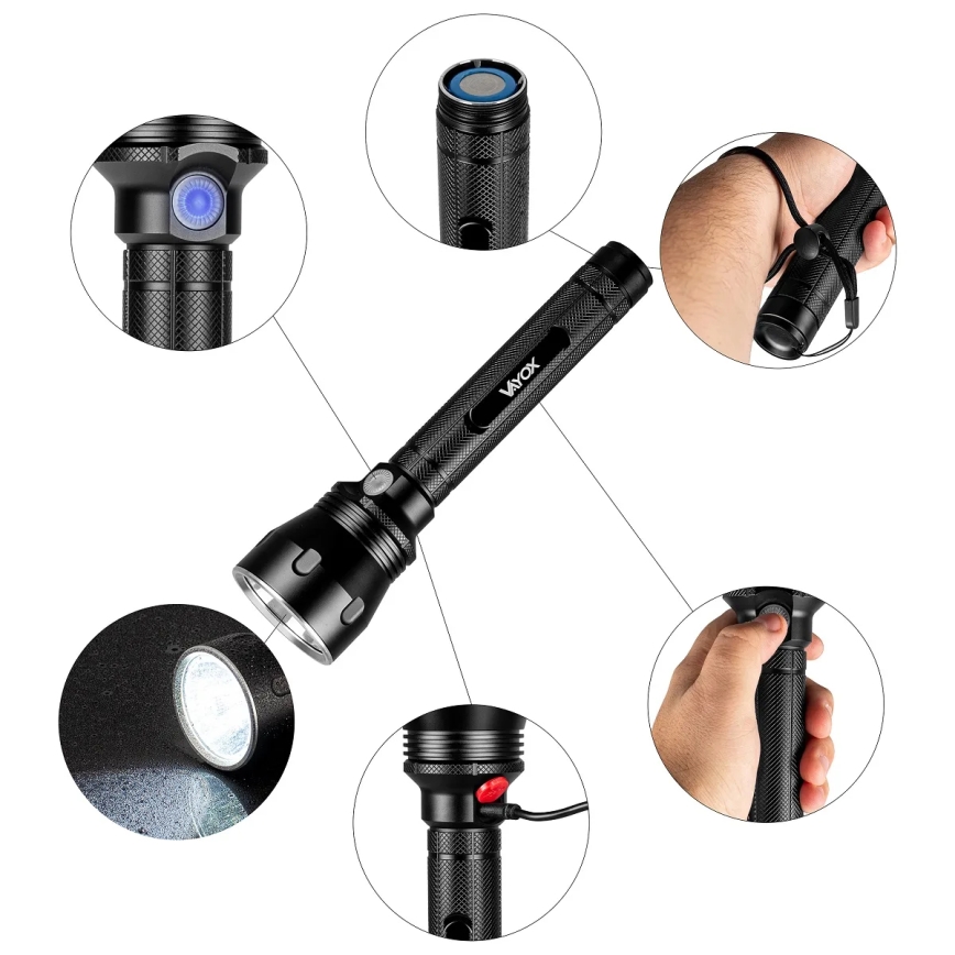 LED Dimbart uppladdningsbart ficklampa LED/20W/5V IPX5 1570 lm 8400 mAh