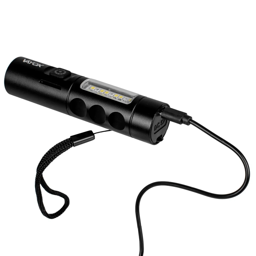 LED Dimbart uppladdningsbart ficklampa med rött ljus LED/5W/5V IPX4 250 lm 2000 mAh