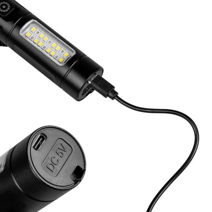 LED Dimbart uppladdningsbart ficklampa med rött ljus LED/5W/5V IPX4 260 lm 2000 mAh