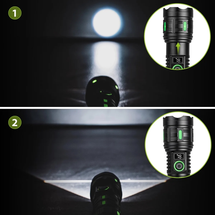Dimbar uppladdningsbar LED-ficklampa med inbyggd powerbank LED/20W/5V IP44 1200 lm 5000 mAh