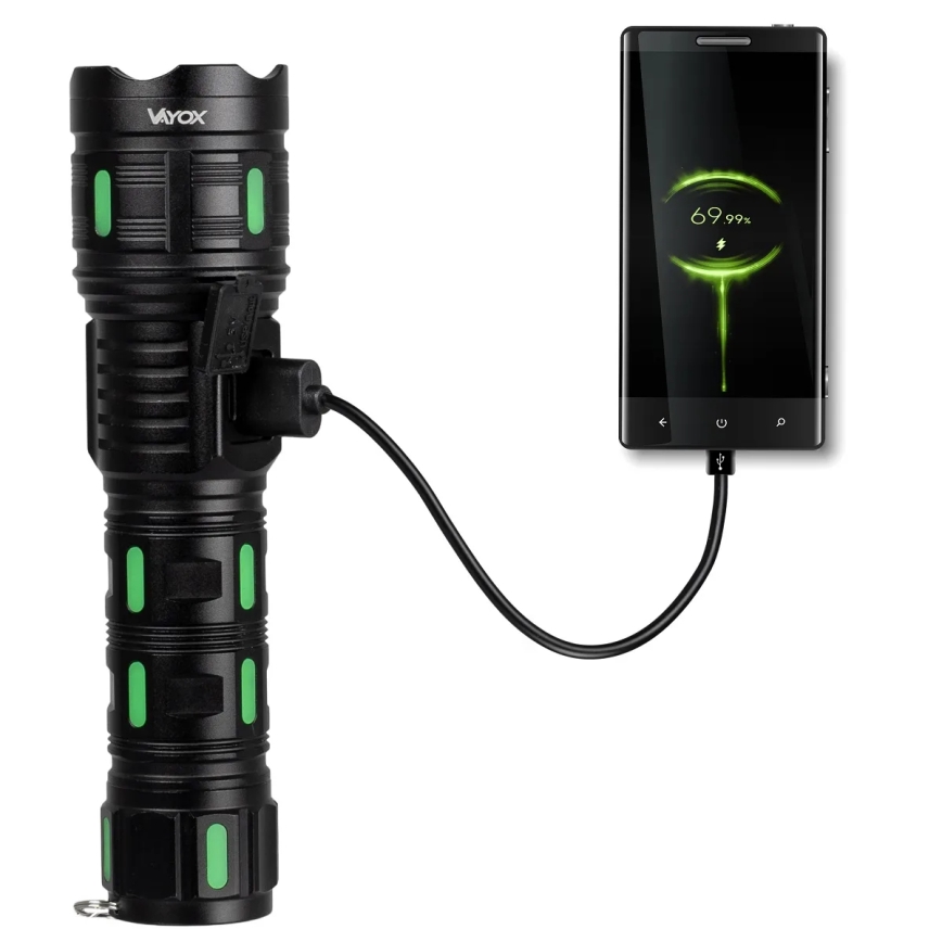 Dimbar uppladdningsbar LED-ficklampa med inbyggd powerbank LED/20W/5V IP44 1200 lm 5000 mAh