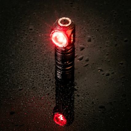 Dimbar uppladdningsbar 3-i-1 LED-pannlampa med rött ljus LED/10W/5V IP66 500 lm 800 mAh