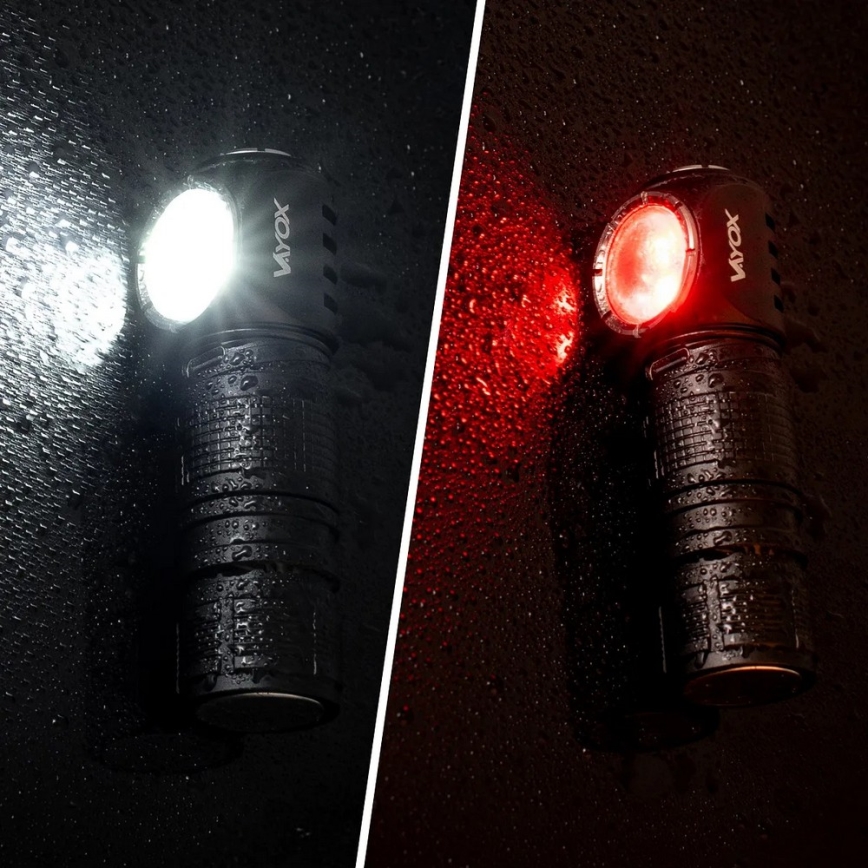 Dimbar uppladdningsbar 3-i-1 LED-pannlampa med rött ljus LED/10W/5V IP66 500 lm 800 mAh