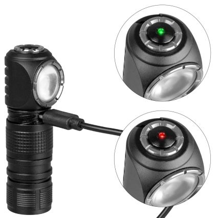 Dimbar uppladdningsbar 3-i-1 LED-pannlampa med rött ljus LED/10W/5V IP66 500 lm 800 mAh