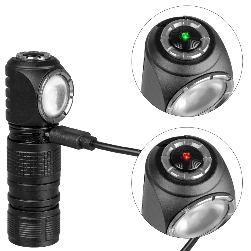 Dimbar uppladdningsbar 3-i-1 LED-pannlampa med rött ljus LED/10W/5V IP66 500 lm 800 mAh