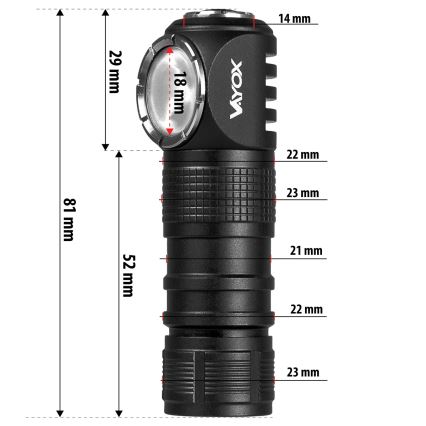 Dimbar uppladdningsbar 3-i-1 LED-pannlampa med rött ljus LED/10W/5V IP66 500 lm 800 mAh