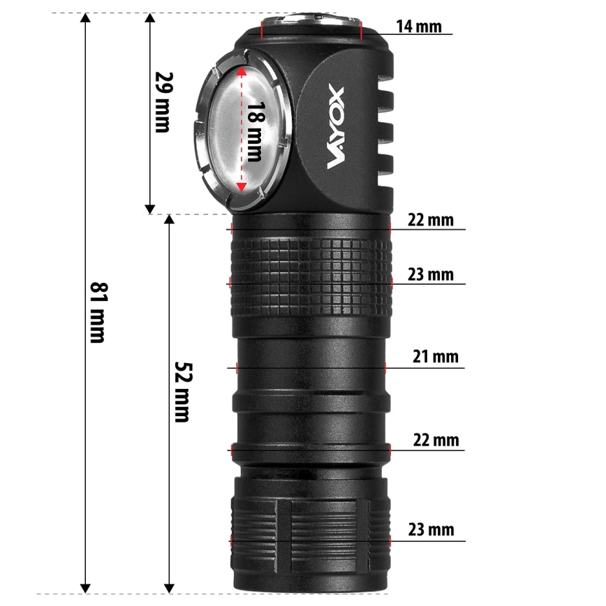 Dimbar uppladdningsbar 3-i-1 LED-pannlampa med rött ljus LED/10W/5V IP66 500 lm 800 mAh