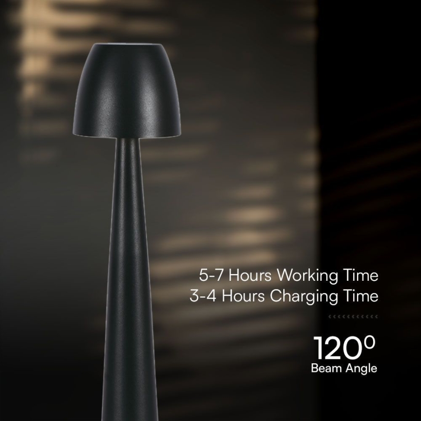 LED Dimbar uppladdningsbar touch bordslampa LED/3W/5V 3000-6000K 1800 mAh svart