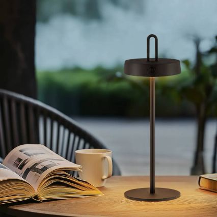 Dimmbar, uppladdningsbar, beröringsstyrd bordslampa för utomhusbruk SHINE LED/1,5W/3,7V 3000 mAh IP44 svart