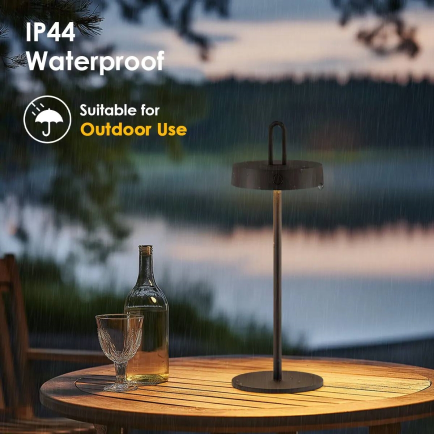 Dimmbar, uppladdningsbar, beröringsstyrd bordslampa för utomhusbruk SHINE LED/1,5W/3,7V 3000 mAh IP44 svart