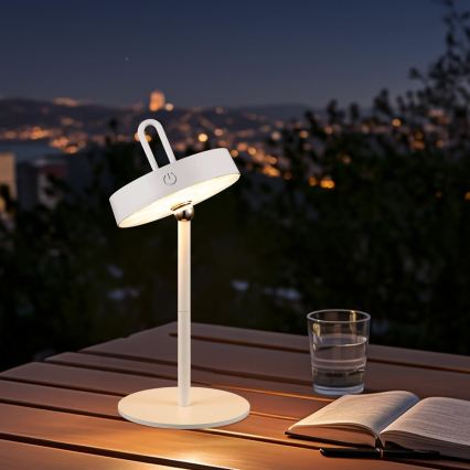 LED Dimbar uppladdningsbar touchstyrd utomhusbordslampa GENTLE LED/1,5W/3,7V 3000 mAh IP44 vit