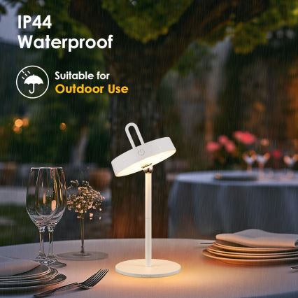 LED Dimbar uppladdningsbar touchstyrd utomhusbordslampa GENTLE LED/1,5W/3,7V 3000 mAh IP44 vit