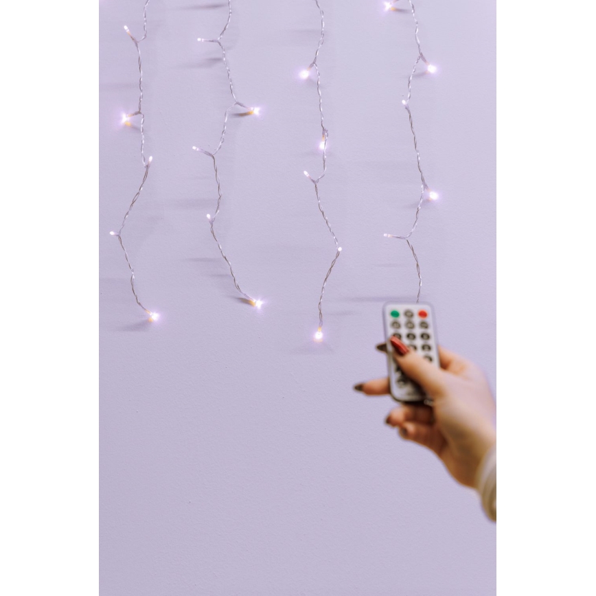 LED dimbar utomhusgardin CURTAIN 360xLED/8,4W/230V 2x2 m IP44 varmvit + fjärrkontroll