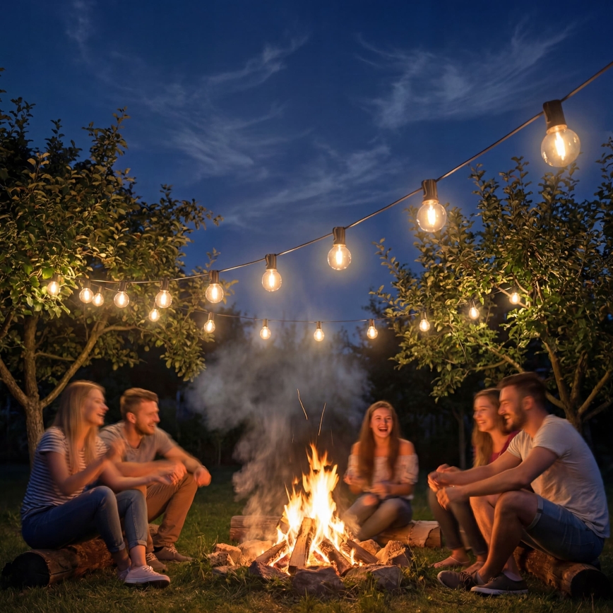 LED-dimbar utomhus dekorationsljusslinga 36xE12/1W/24/230V 22,35 m IP65 svart + fjärrkontroll