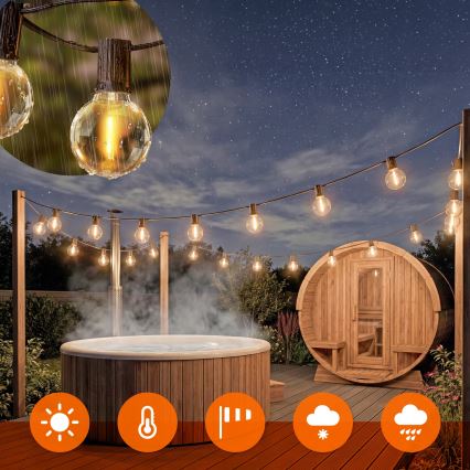 LED-dimbar utomhus dekorationsljusslinga 36xE12/1W/24/230V 22,35 m IP65 svart + fjärrkontroll