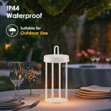 LED dimbar uppladdningsbar utomhusbordslampa med beröringsstyrning GENTLE LED/1,5W/3,7V 3000 mAh IP44 vit