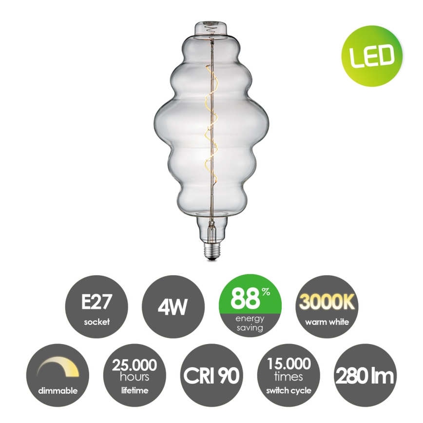 LED Dimbar glödlampa VINTAGE EDISON E27/4W/230V 3000K CRI 90