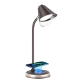 LED Dimbara bordslampa med trådlös laddning FINCH LED/9W/12/230V brun/guld