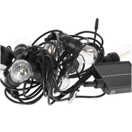 LED-dimbar solcellsdriven dekorationsljusslinga STARLIGHT NEO 20xE27/3,7V 2700K IP54 2400 mAh 21,5m + fjärrkontroll