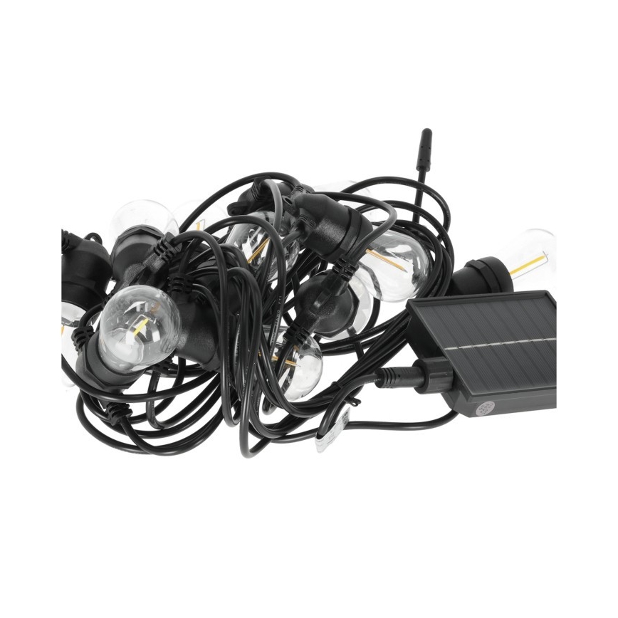 LED-dimbar solcellsdriven dekorationsljusslinga STARLIGHT NEO 20xE27/3,7V 2700K IP54 2400 mAh 21,5m + fjärrkontroll