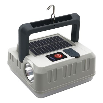 LED Dimbara uppladdningsbara solarlampa med powerbankfunktion LED/1W/5,5V 8000K IPX4 1200 mAh grå