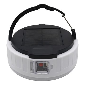 LED Dimbara uppladdningsbara solcellslampa med powerbankfunktion K3 LED/2W/5,5V 6500K IPX4 2400 mAh svart/vit