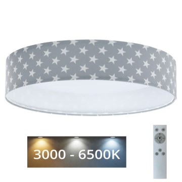 LED Dimbart barntaklampa SMART GALAXY KIDS LED/24W/230V 3000-6500K stjärnmönster grå/vit + fjärrkontroll