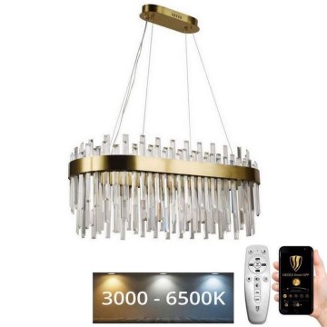 LED Dimbart kristallkrona på kabel LED/100W/230V 3000-6500K guld + fjärrkontroll