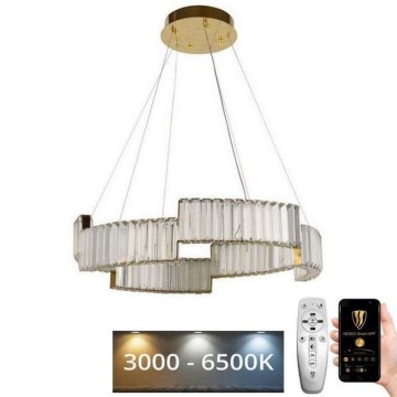 LED Dimbart kristallkrona på kabel LED/40W/230V 3000-6500K guld + fjärrkontroll