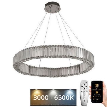 LED Dimbart kristallkrona på kabel LED/50W/230V 3000-6500K blank krom + fjärrkontroll