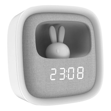 LED Dimbart nattlampa med väckarklocka BUNNY LED/1,2W/5V 3000K