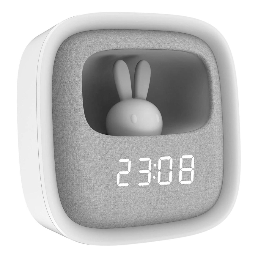 LED Dimbart nattlampa med väckarklocka BUNNY LED/1,2W/5V 3000K
