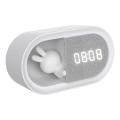 LED Dimbart nattlampa med väckarklocka BUNNY LED/1,2W/5V 3000K