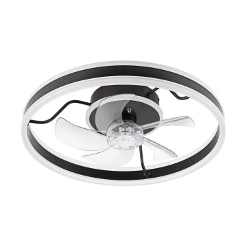 LED Dimbart taklampa med fläkt APOLLO LED/38W/230V svart + fjärrkontroll