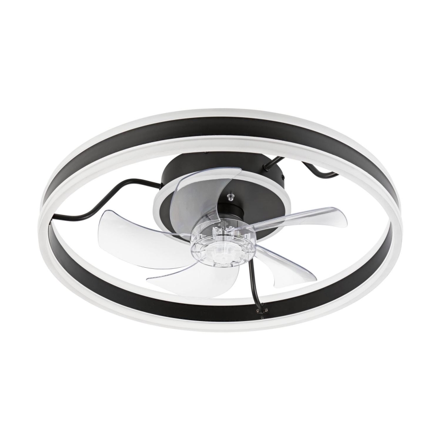 LED Dimbart taklampa med fläkt APOLLO LED/38W/230V svart + fjärrkontroll