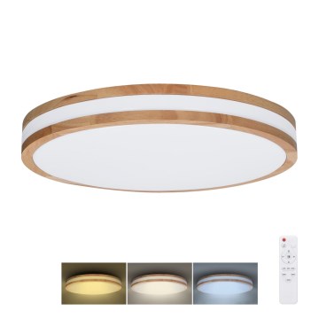 LED Dimbart taklampa WOODY LED/60W/230V 3000-6500K ek pr. 50 cm + fjärrkontroll