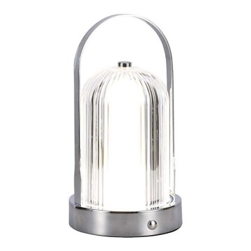 LED Dimbart uppladdningsbart touchbordslampa LED/1W/5V 3000-6000K 1800 mAh matt krom