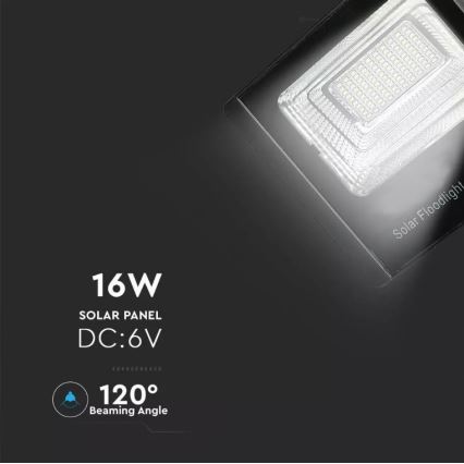 LED Dimmable solar floodlight LED/16W/3,2V 6000K IP65 + Fjärrkontroll