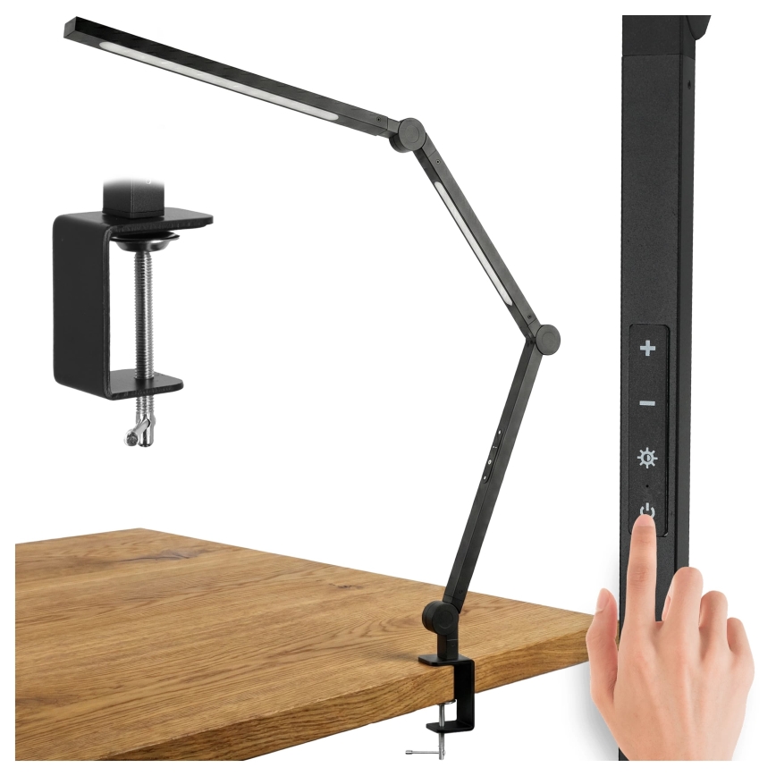 LED Dimbar beröringsstyrd flexibel bordslampa med klämma LED/12W/230V 3000/4000/6000K svart