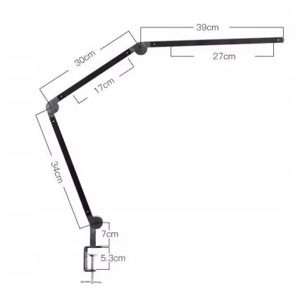LED Dimbar beröringsstyrd flexibel bordslampa med klämma LED/12W/230V 3000/4000/6000K svart