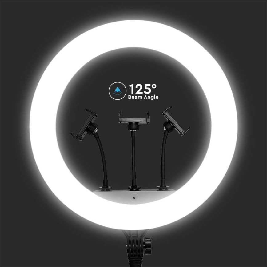 Dimbar LED-lampa med stativ och hållare för vloggning, LED/55W/230V, CRI 90 + fjärrkontroll