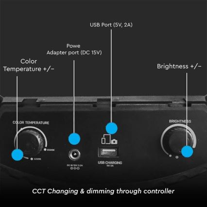 Dimbar LED-lampa med stativ och hållare för vloggning, LED/55W/230V, CRI 90 + fjärrkontroll