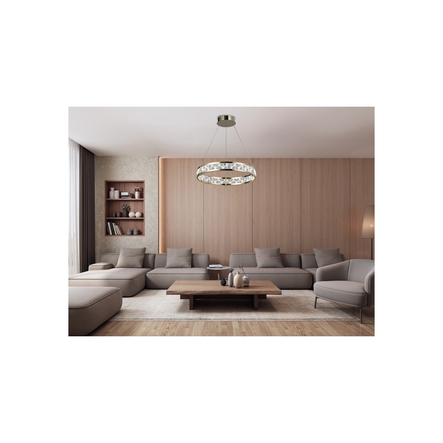 Dimmbar LED-kristallkrona på vajer ENRIQUE LED/55W//230V 3000-6000K pr. 80 cm + fjärrkontroll