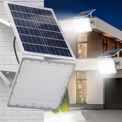 LED dimbar solcellsstrålkastare LED/100W/3,2V 5000K 10500 mAh IP65 svart + fjärrkontroll