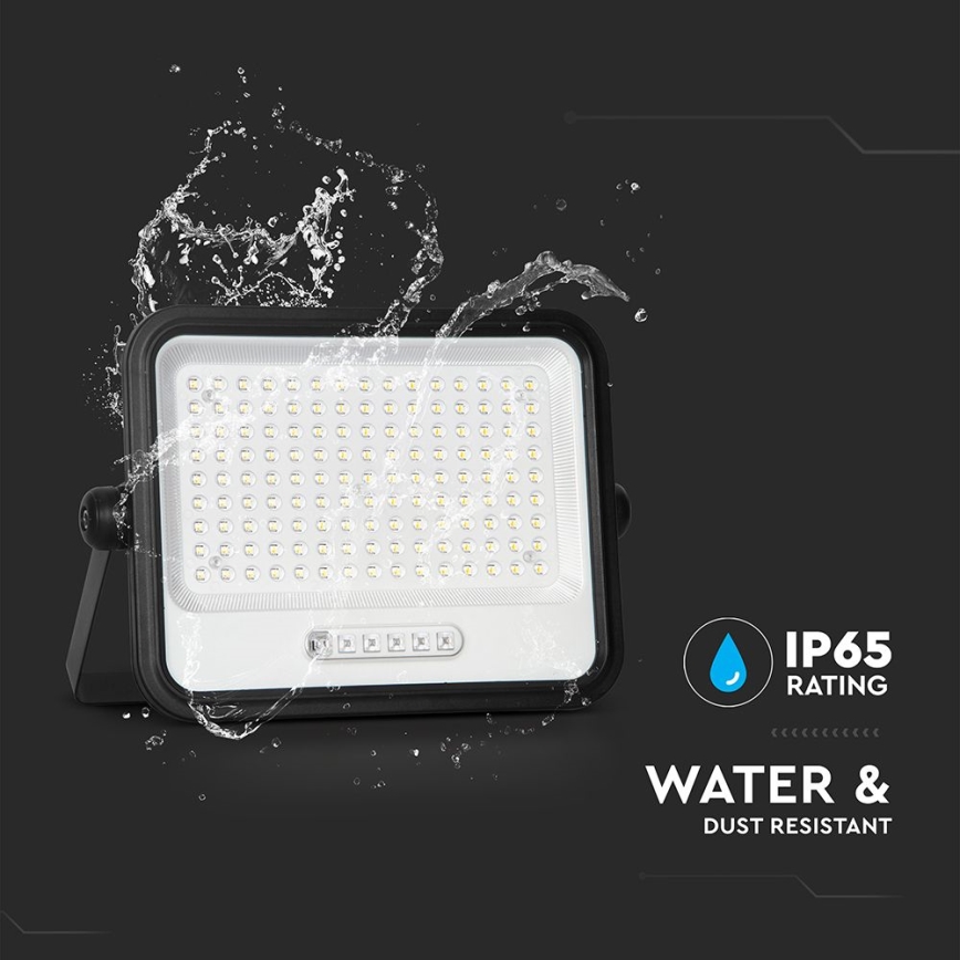 Dimbart solcellsspotlight LED/300W/3,2V 2000-8000K IP65 15000 mAh svart + fjärrkontroll