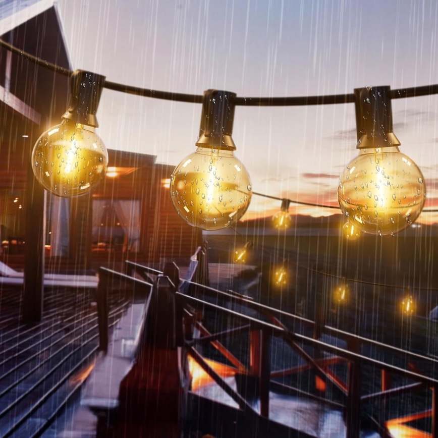 LED dimbar utomhusljusslinga 25xE12/1W/24/230V 17,5 m IP65 svart + fjärrkontroll