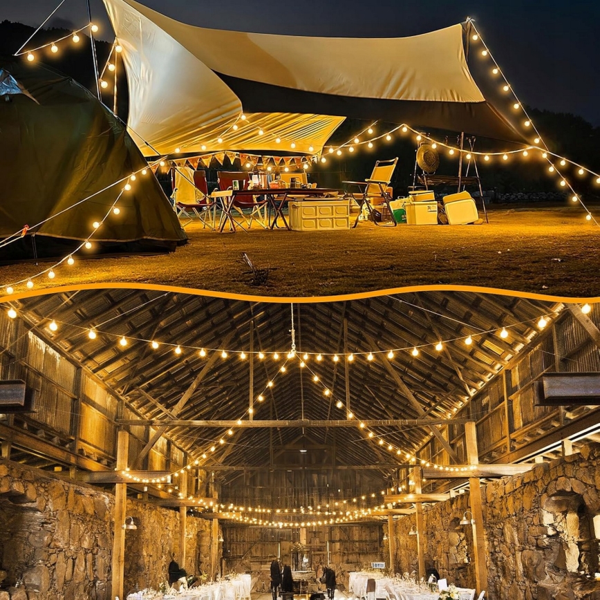 LED dimbar utomhus dekorationsslinga 25xE12/1W/24/230V 17,5 m IP65 svart + fjärrkontroll